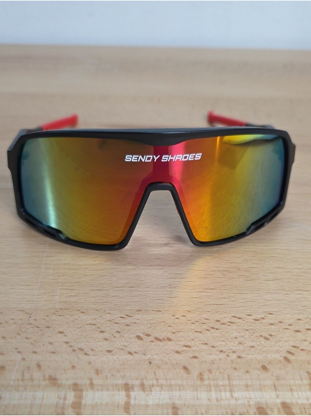 Sendy Shades Mirrored Sport Sunglasses in Red Gradient Chip On Front